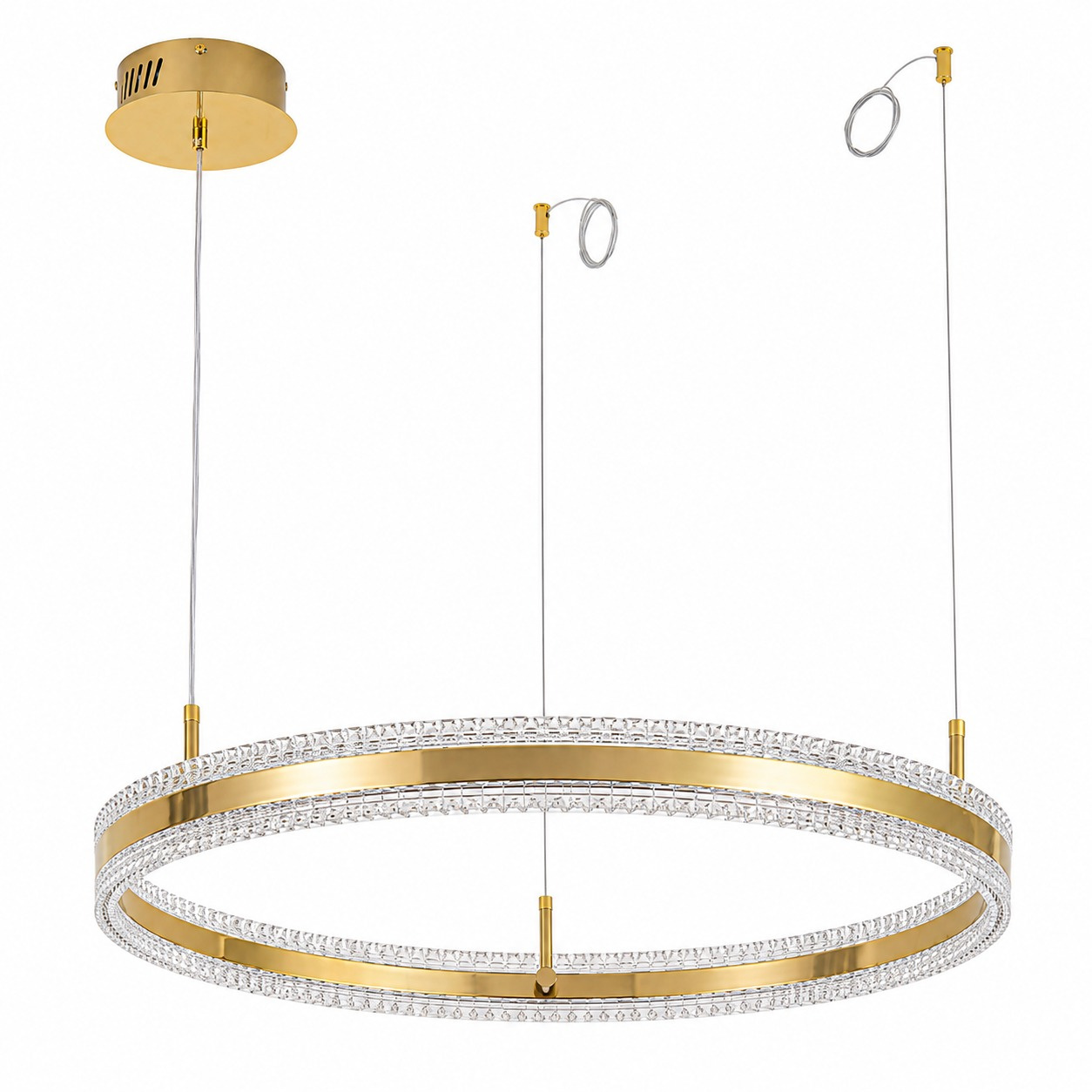Lampa wisząLampa wisząca ARKADIA LED 80 cm - złoty połysk z kryształowym pierścieniem - obrazek 9