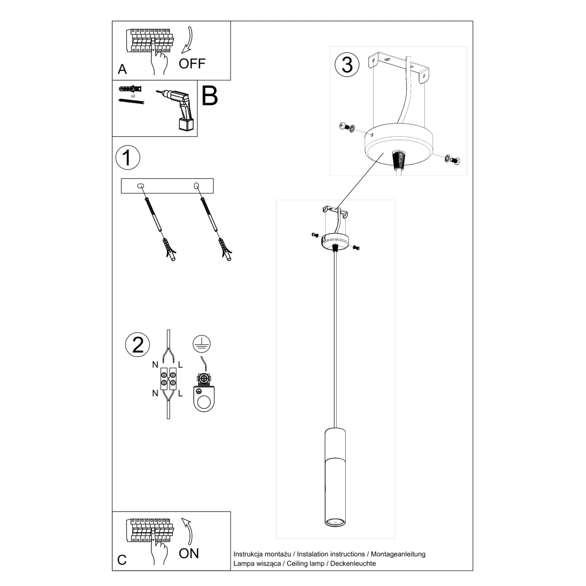 Lampa wisząca BORGIO 1 biały - obrazek 9