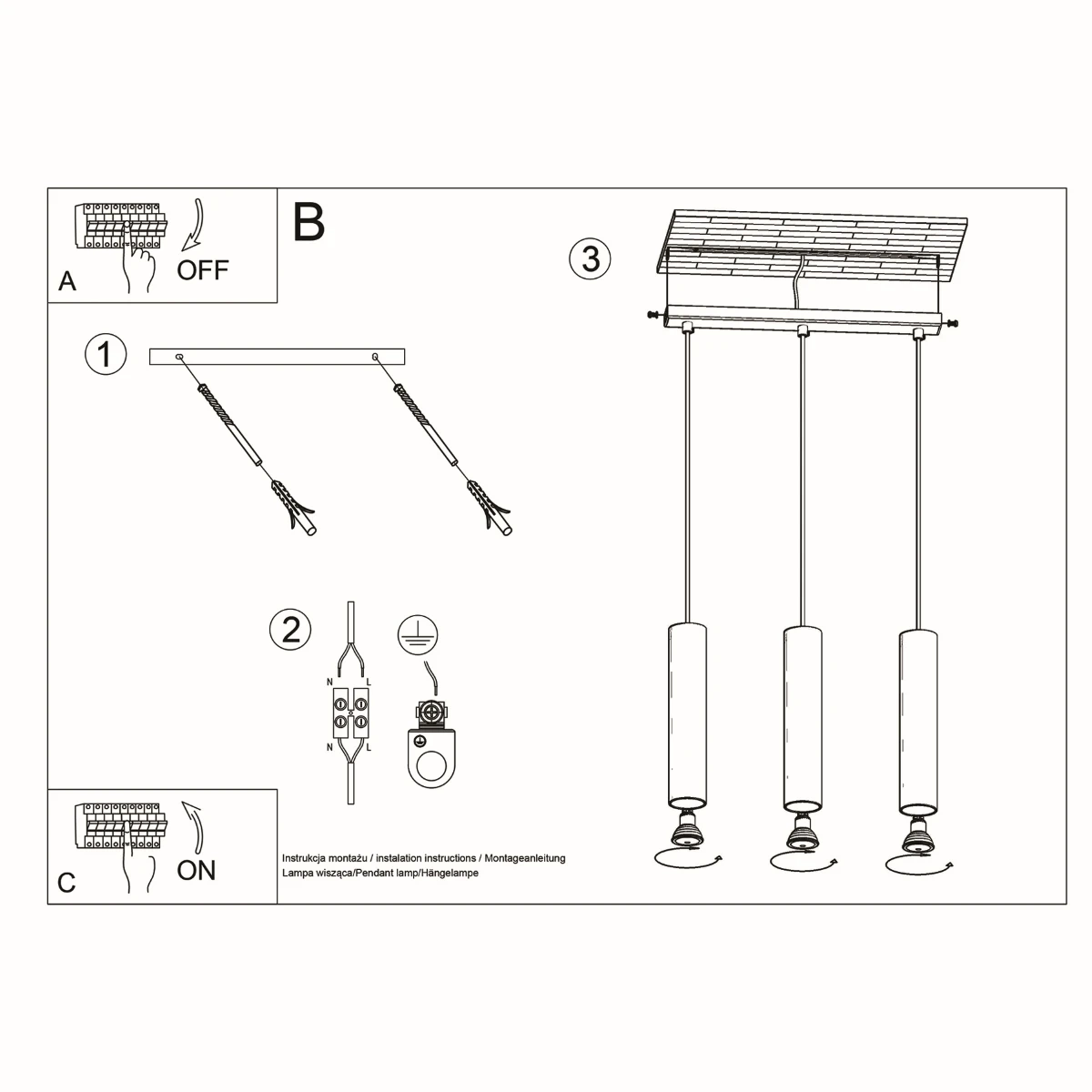 Lampa wisząca LAGOS 3L czarny - obrazek 9