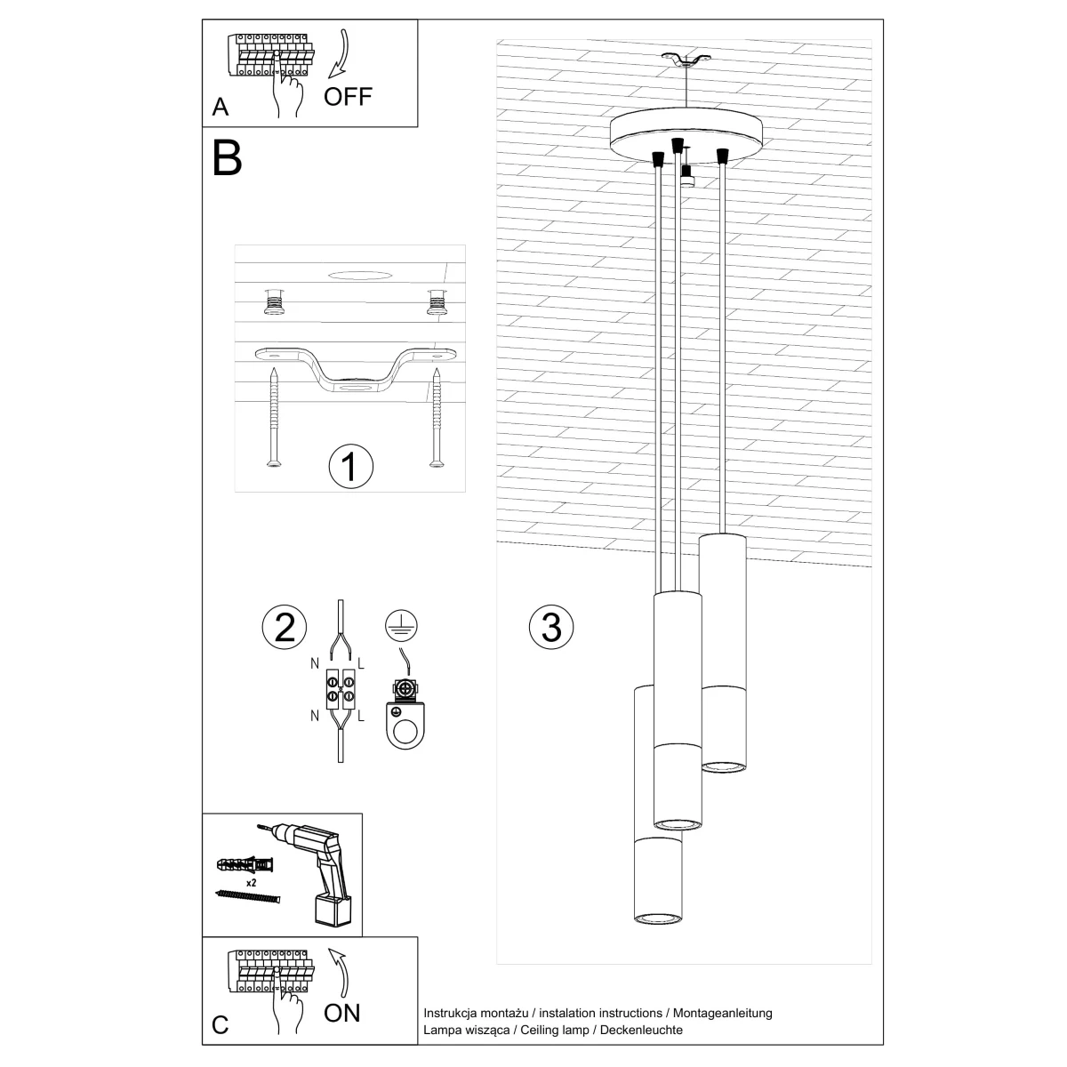 Lampa wisząca LOOPEZ 3P czarny/chrom - obrazek 9