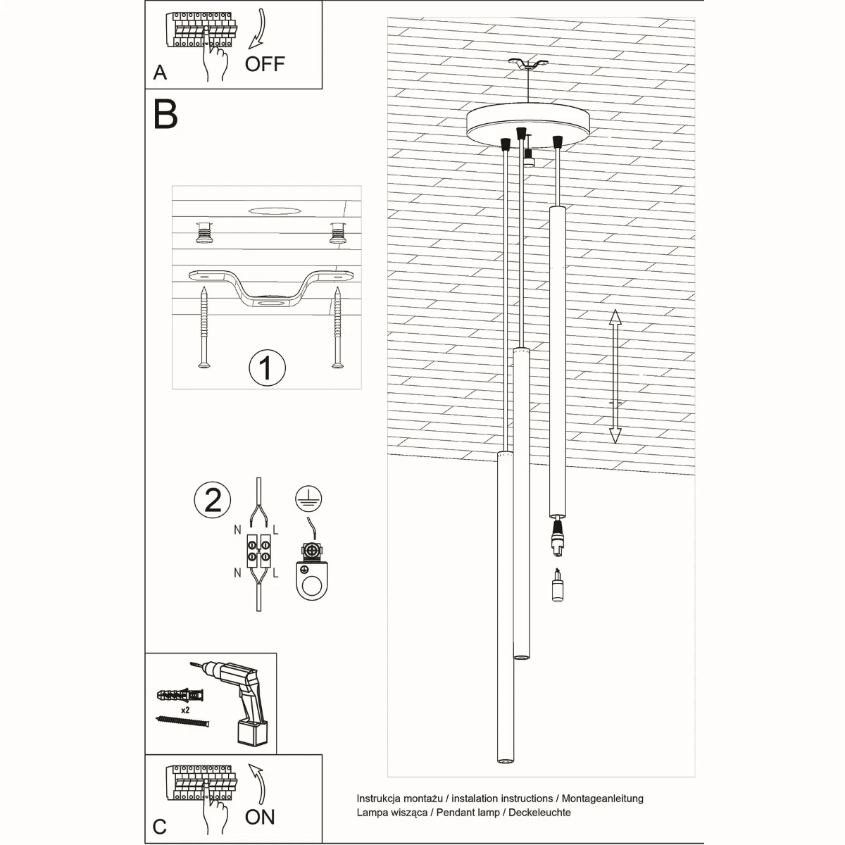 Lampa wisząca PASTELO 3P czarna - obrazek 9