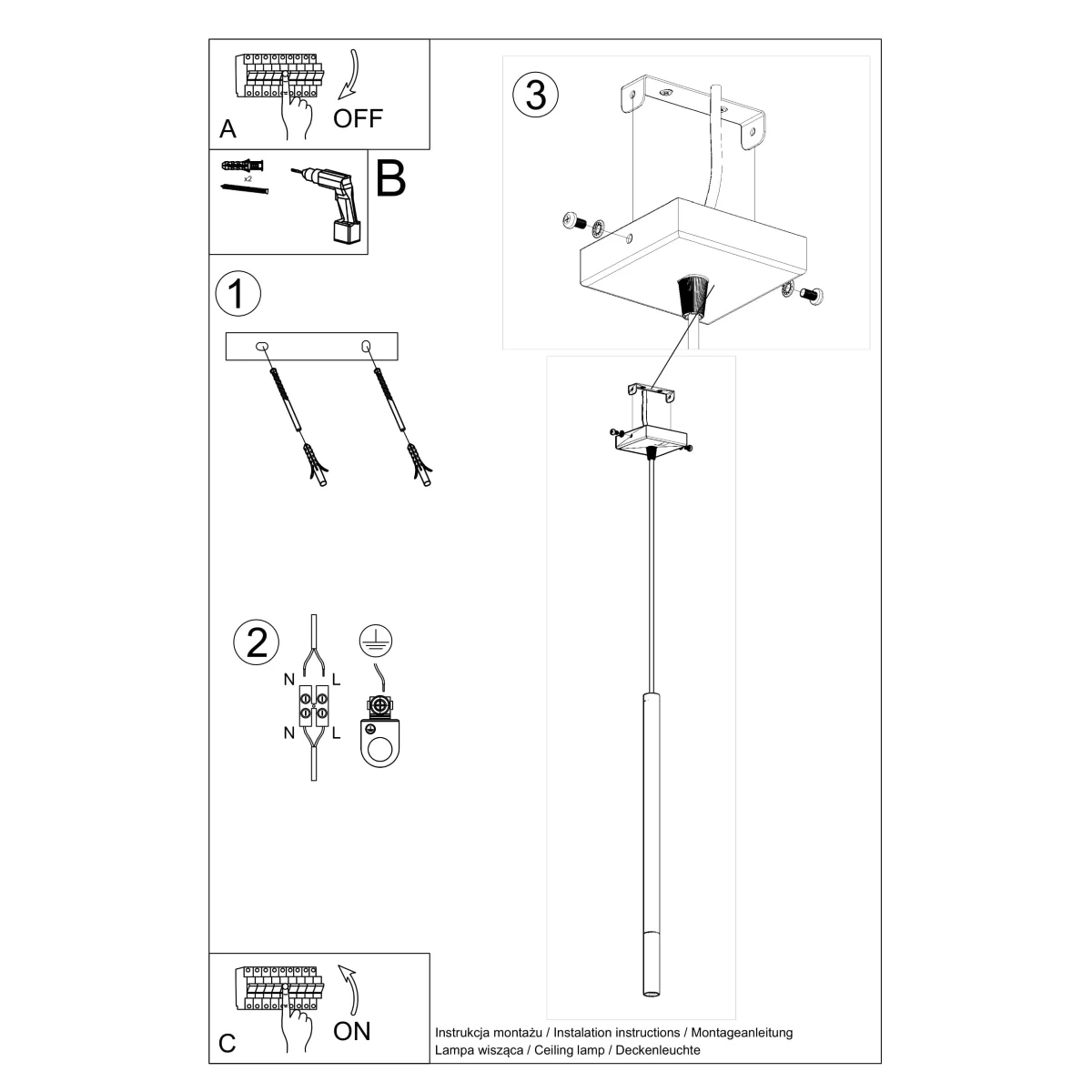 Lampa wisząca MOZAICA 1 czarny/chrom - obrazek 9
