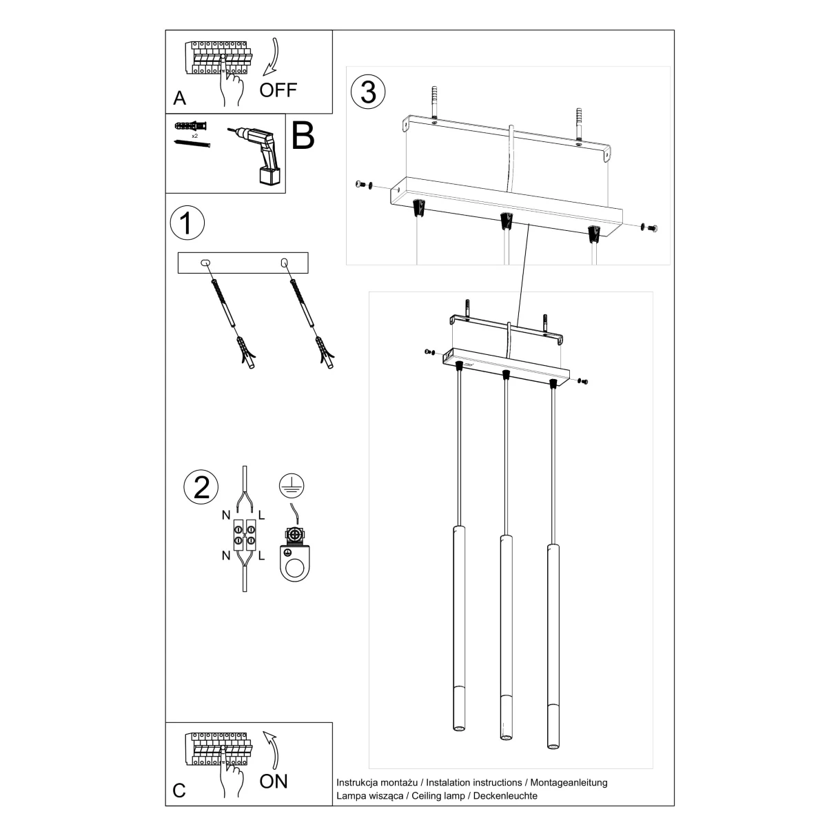 Lampa wisząca MOZAICA 3L czarny/miedź - obrazek 9
