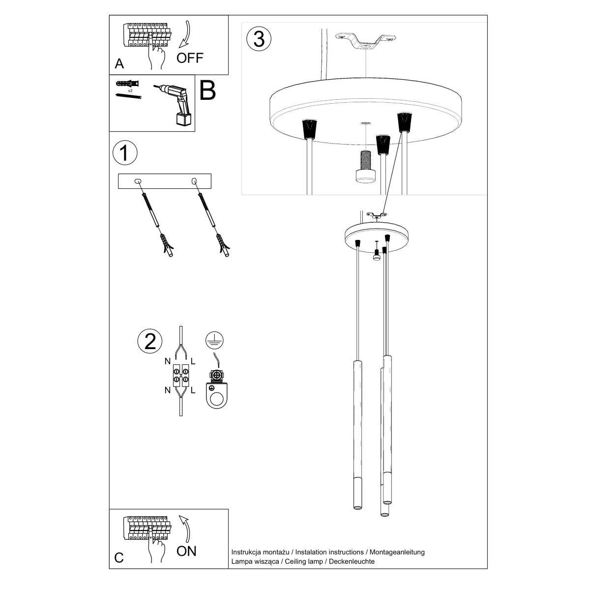 Lampa wisząca MOZAICA 3P czarny/złoto - obrazek 9