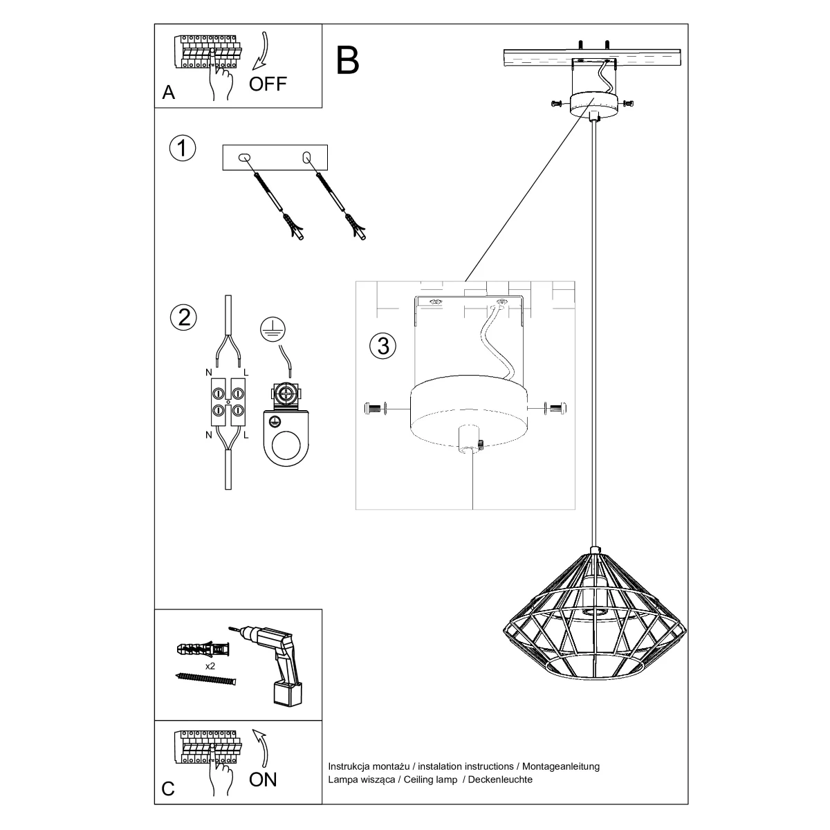 Lampa wisząca UMBERTO czarna - obrazek 9