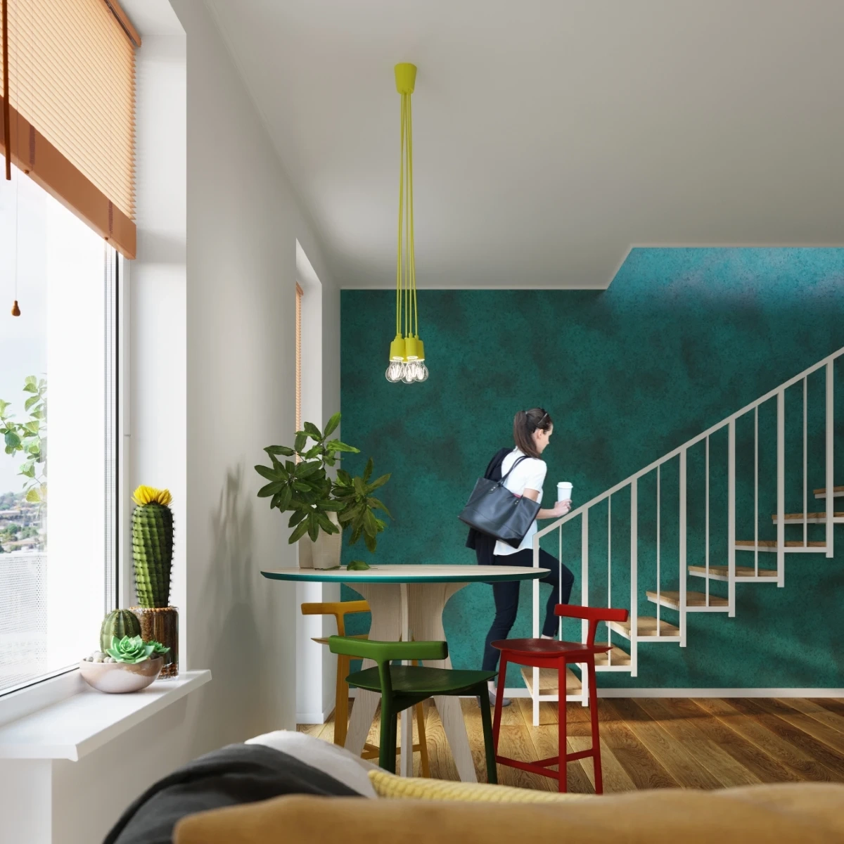 Lampa wisząca DIEGO 5 żółta - obrazek 3