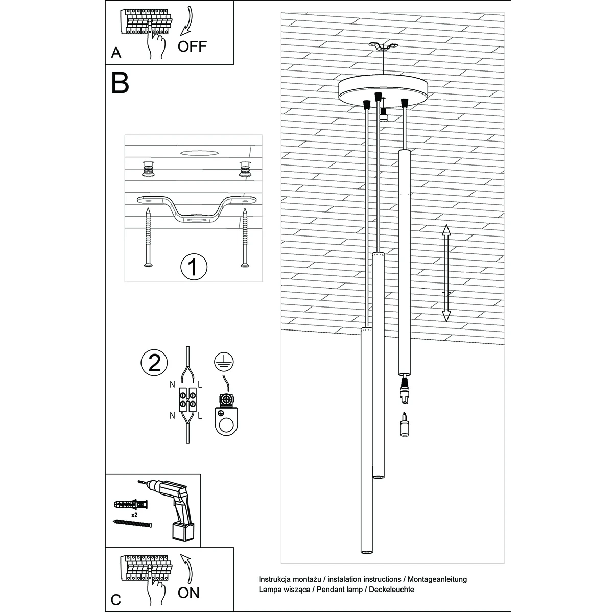 Lampa wisząca PASTELO 3P drewno - obrazek 10