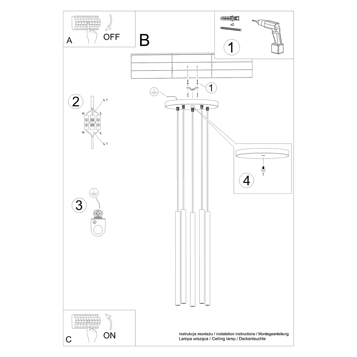 Lampa wisząca PASTELO 5P czarna - obrazek 10