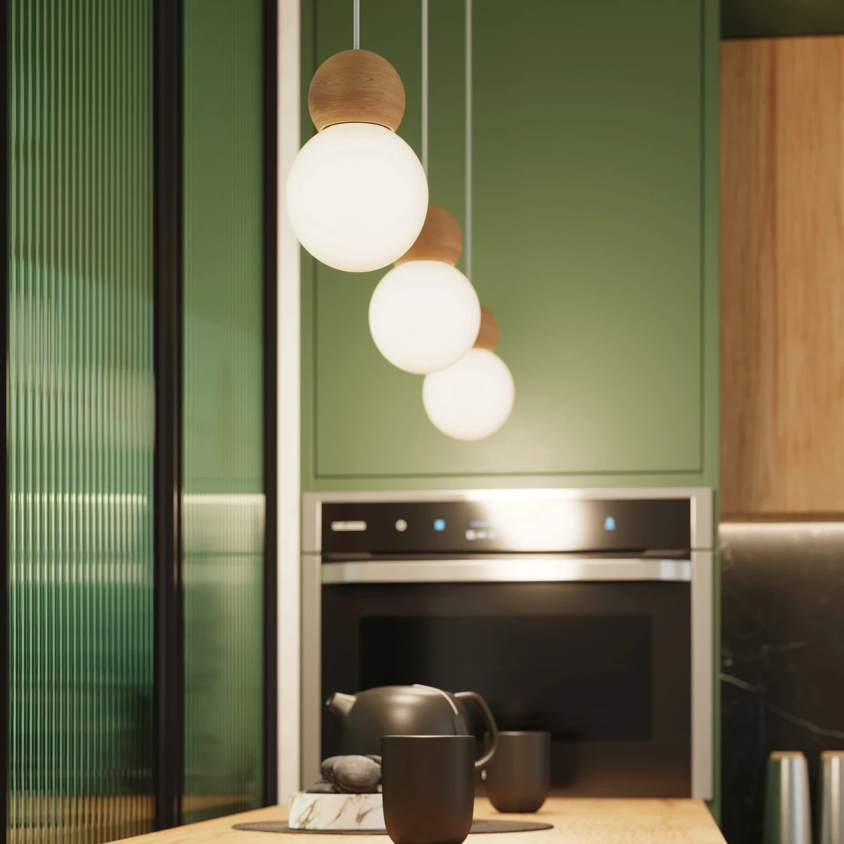 Lampa wisząca PEKKA 1 biała/naturalne drewno - obrazek 5