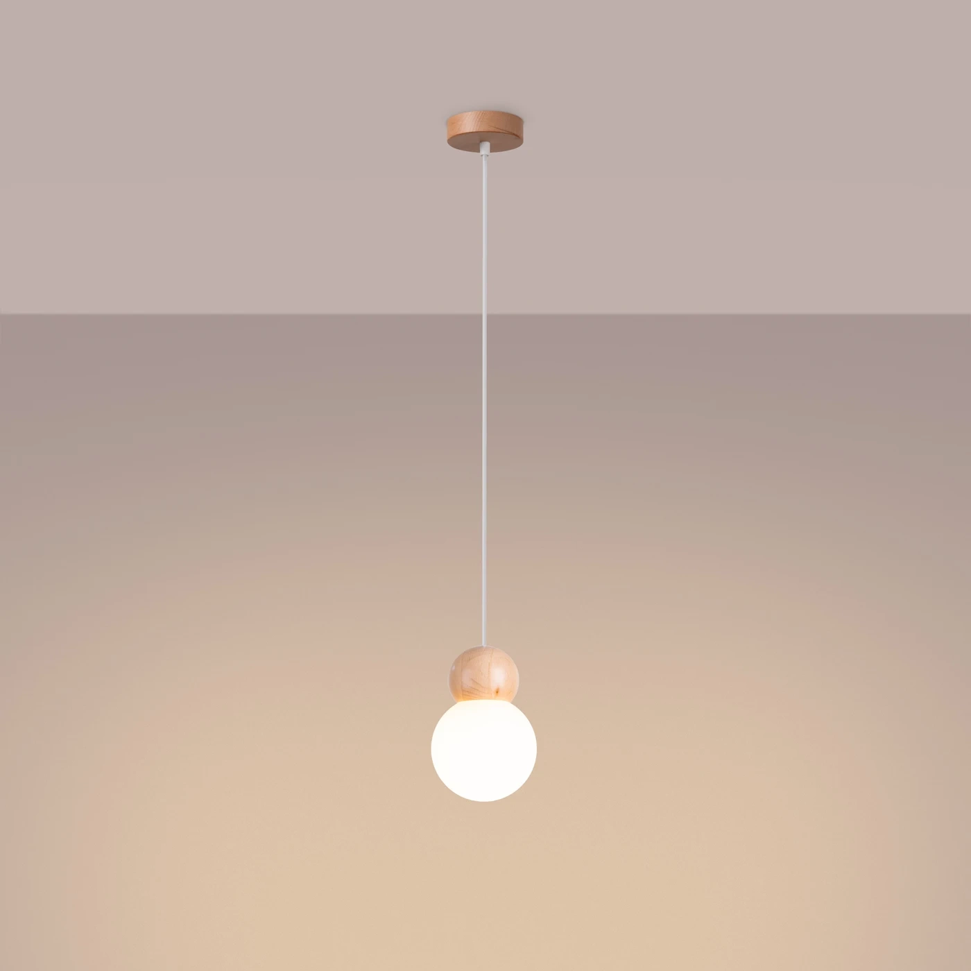 Lampa wisząca PEKKA 1 biała/naturalne drewno - obrazek 7