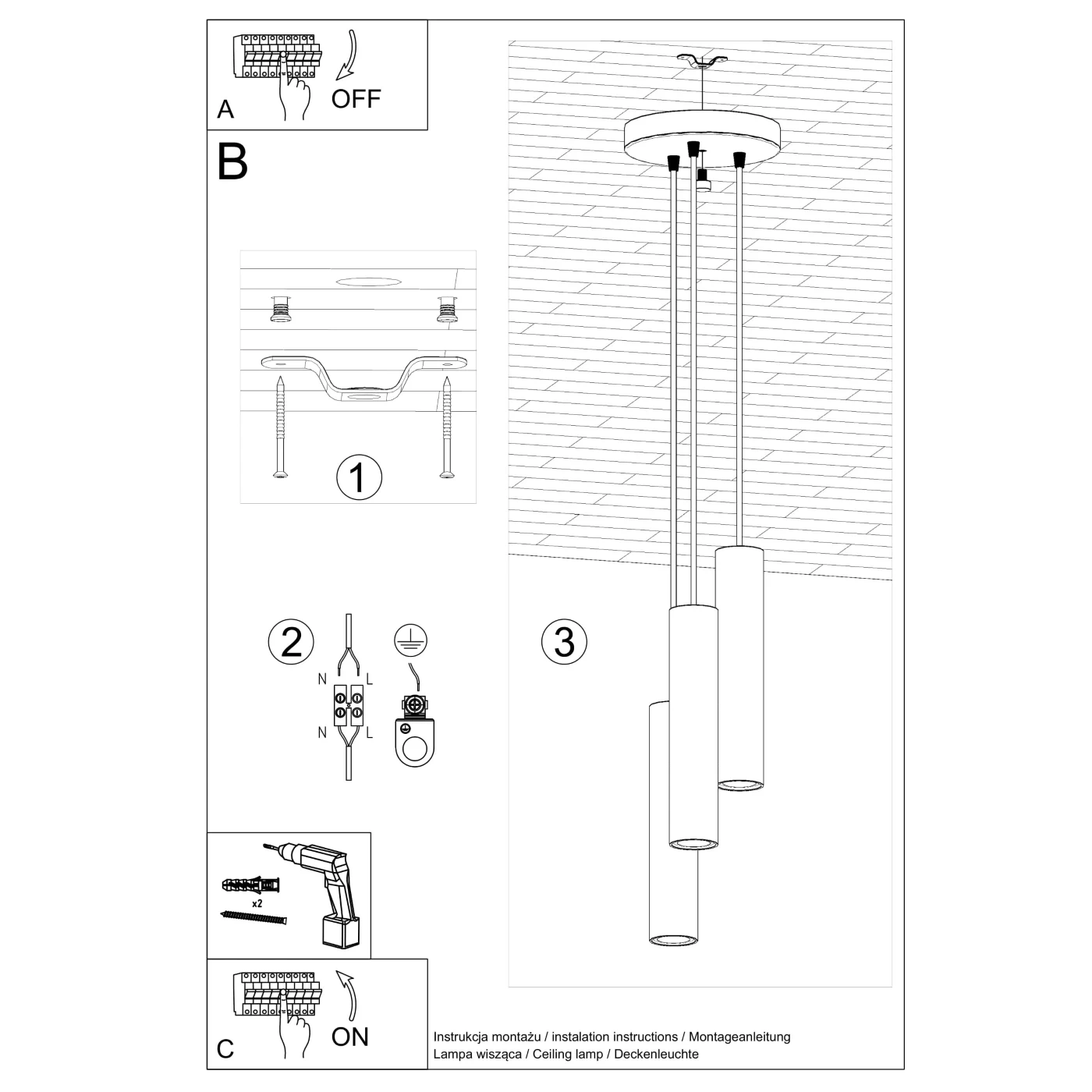 Lampa wisząca LAGOS 3P ochra czerwona - obrazek 12