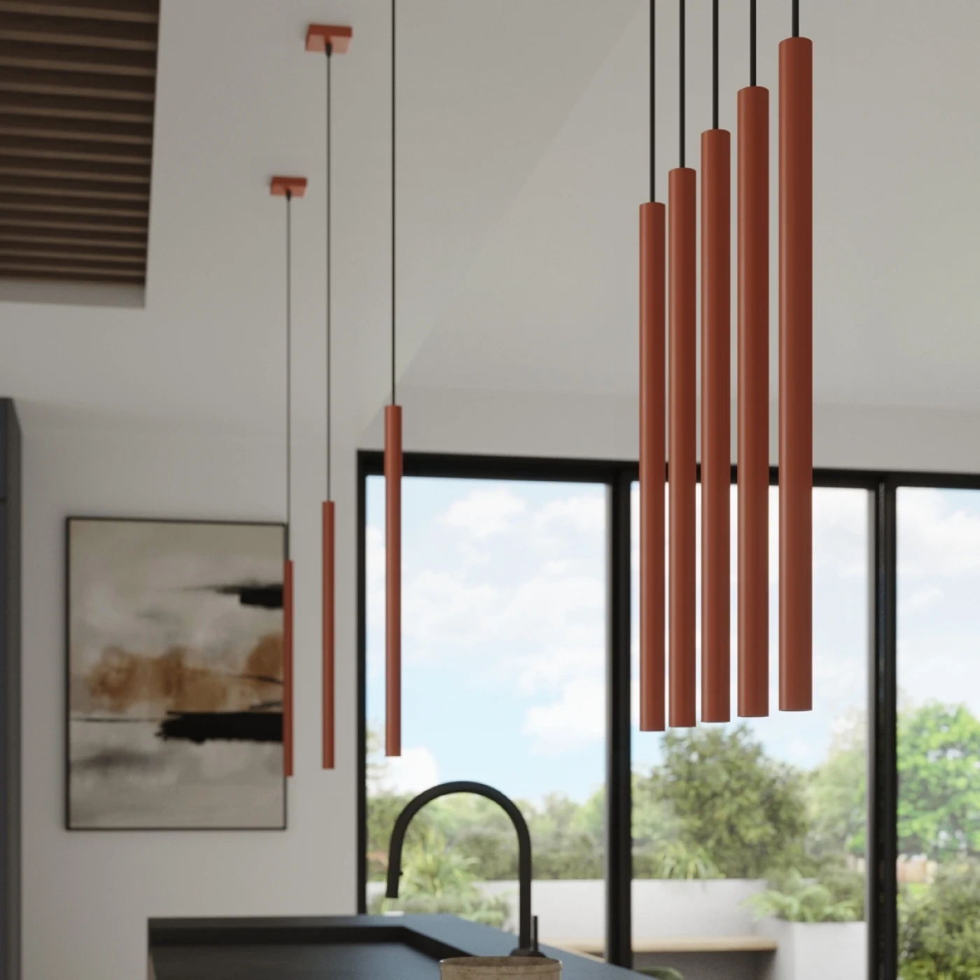 Lampa wisząca PASTELO 2 ochra czerwona - obrazek 5