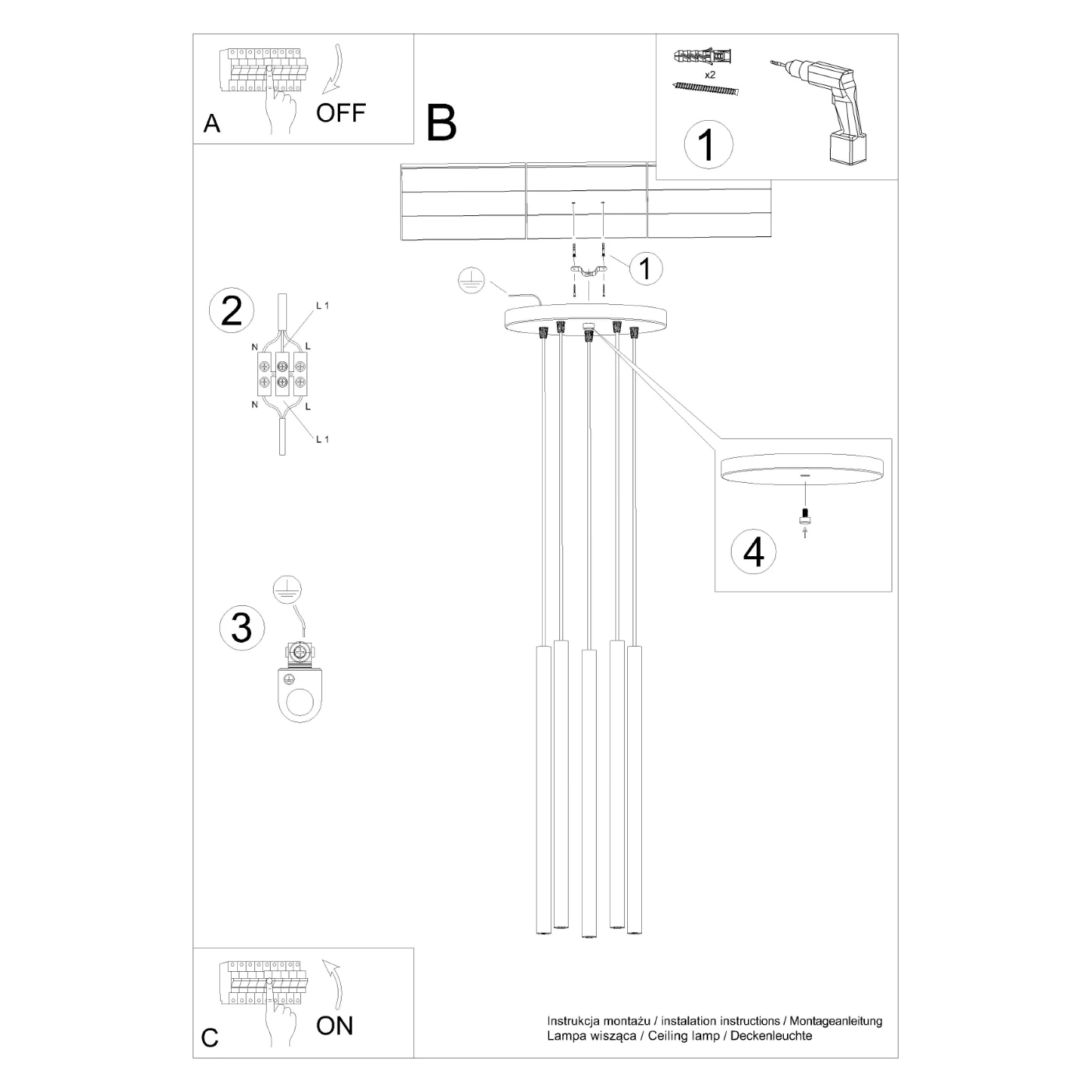 Lampa wisząca PASTELO 5P ochra czerwona - obrazek 10