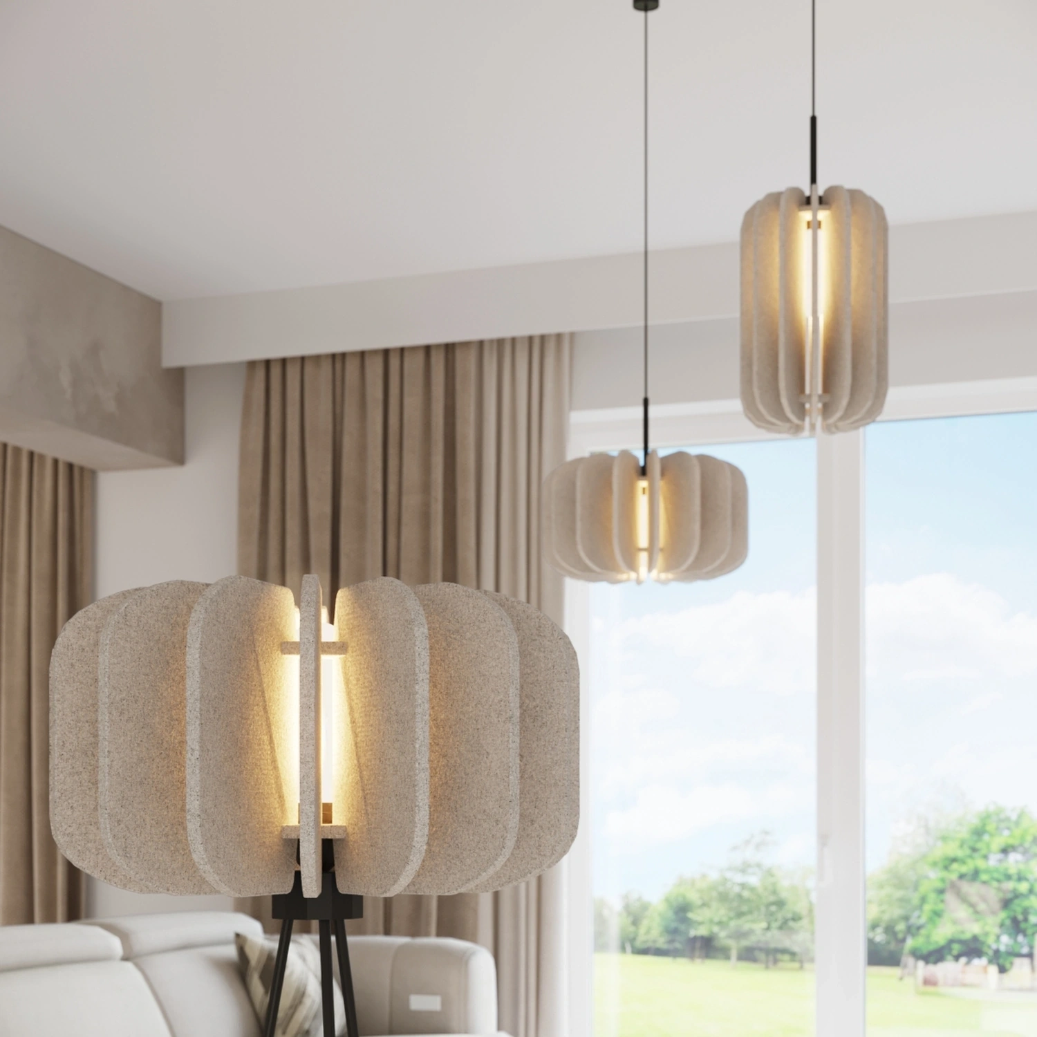 Lampa wisząca MULA 45 beżowa - obrazek 5