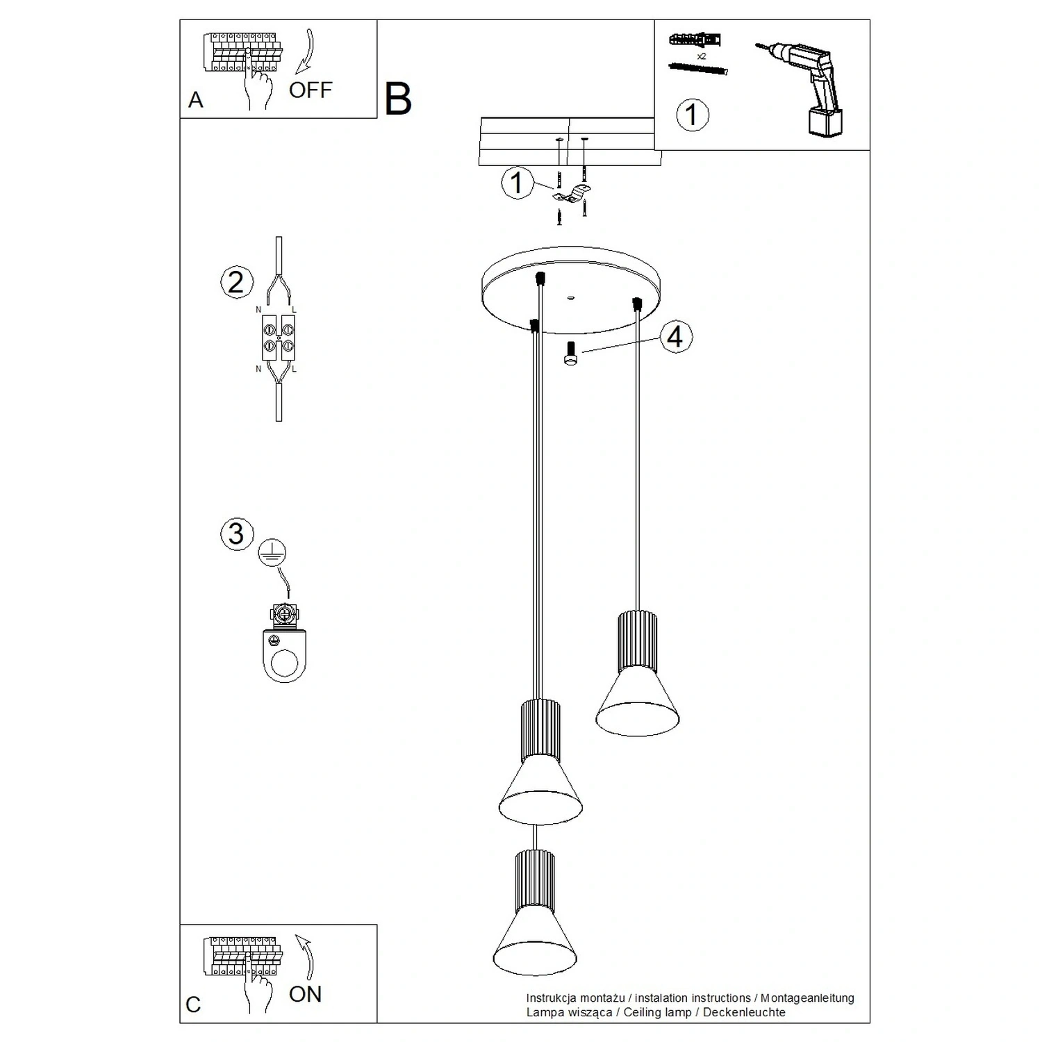 Lampa wisząca ESTRIA 3P beżowa - obrazek 16