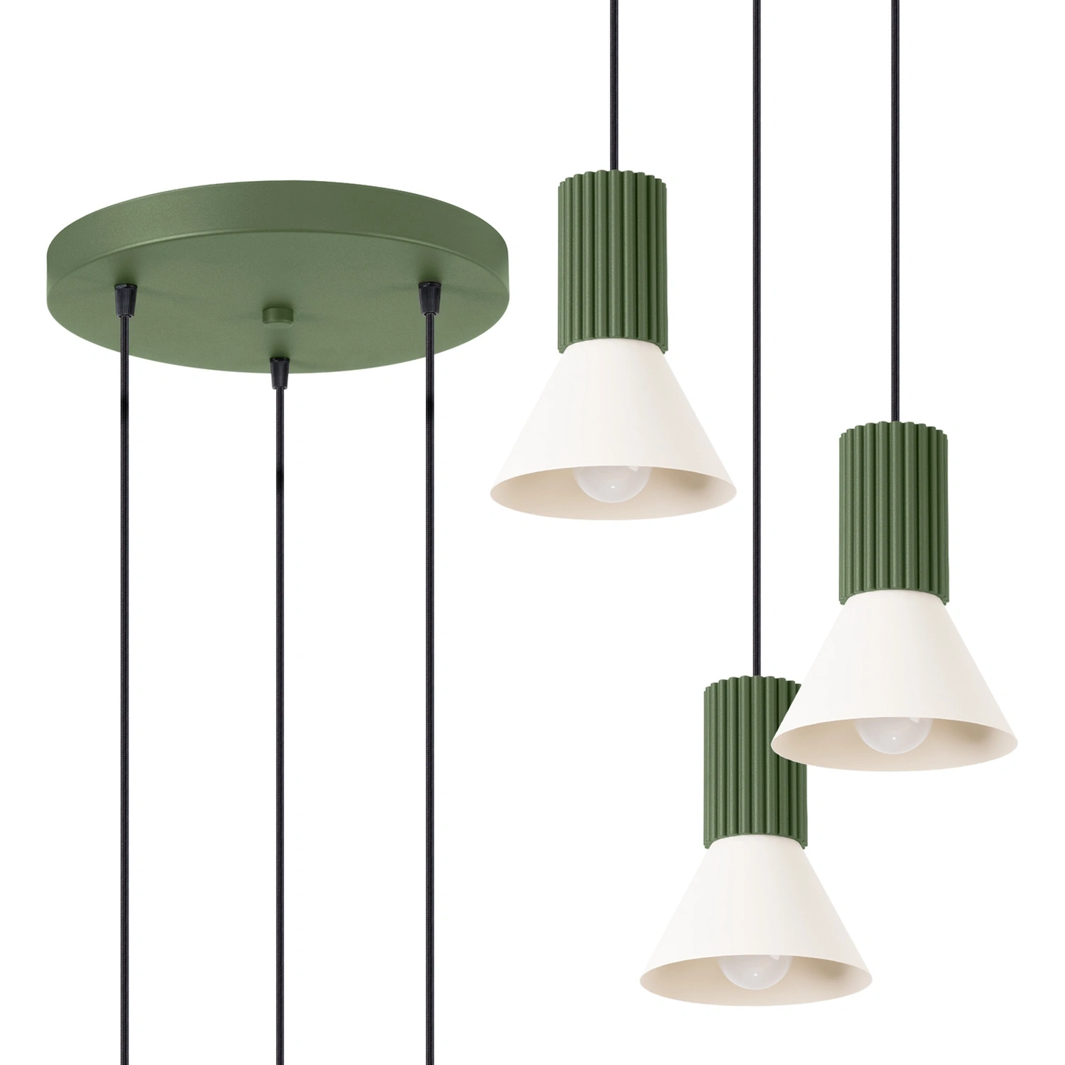 Lampa wisząca ESTRIA 3P beżowa/zielona oliwka - obrazek 6