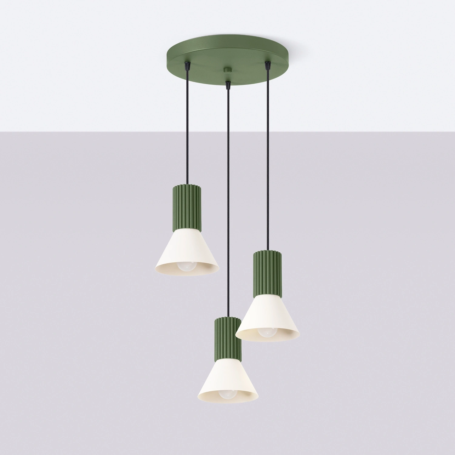 Lampa wisząca ESTRIA 3P beżowa/zielona oliwka - obrazek 7