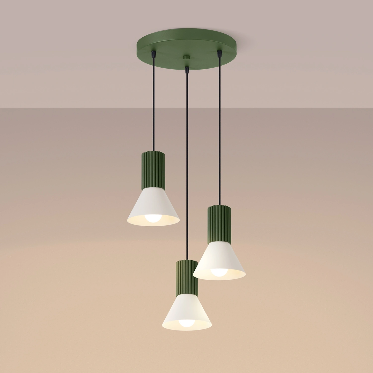 Lampa wisząca ESTRIA 3P beżowa/zielona oliwka - obrazek 8