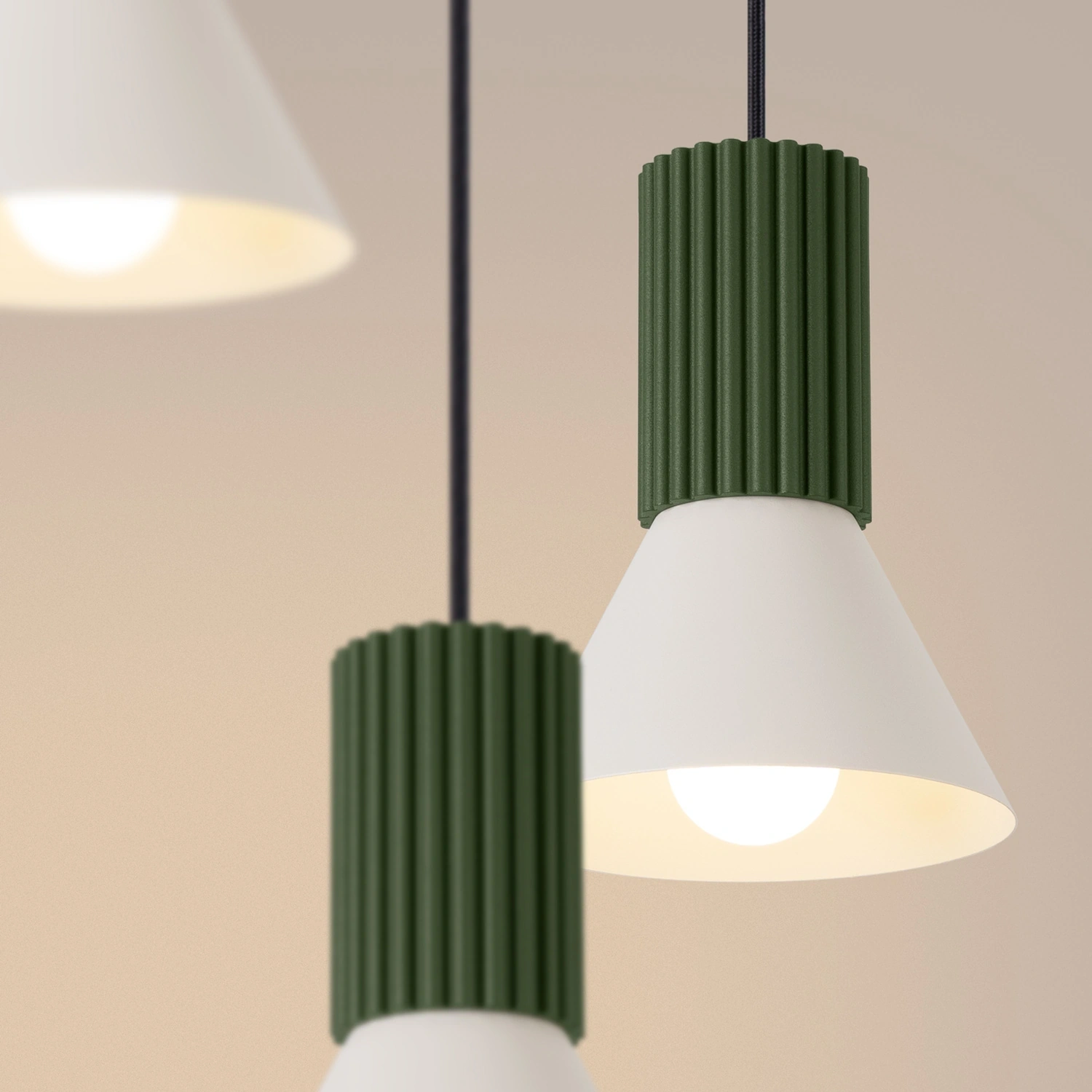 Lampa wisząca ESTRIA 3P beżowa/zielona oliwka - obrazek 9