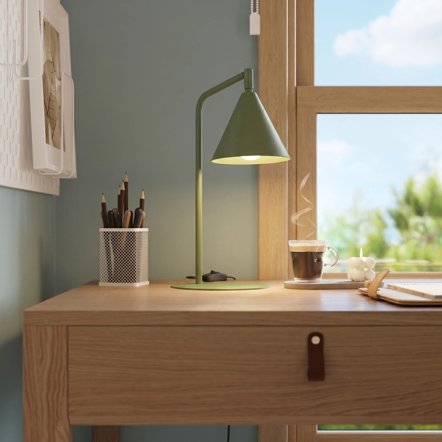 Lampa biurkowa NOX zielona oliwka - obrazek 5