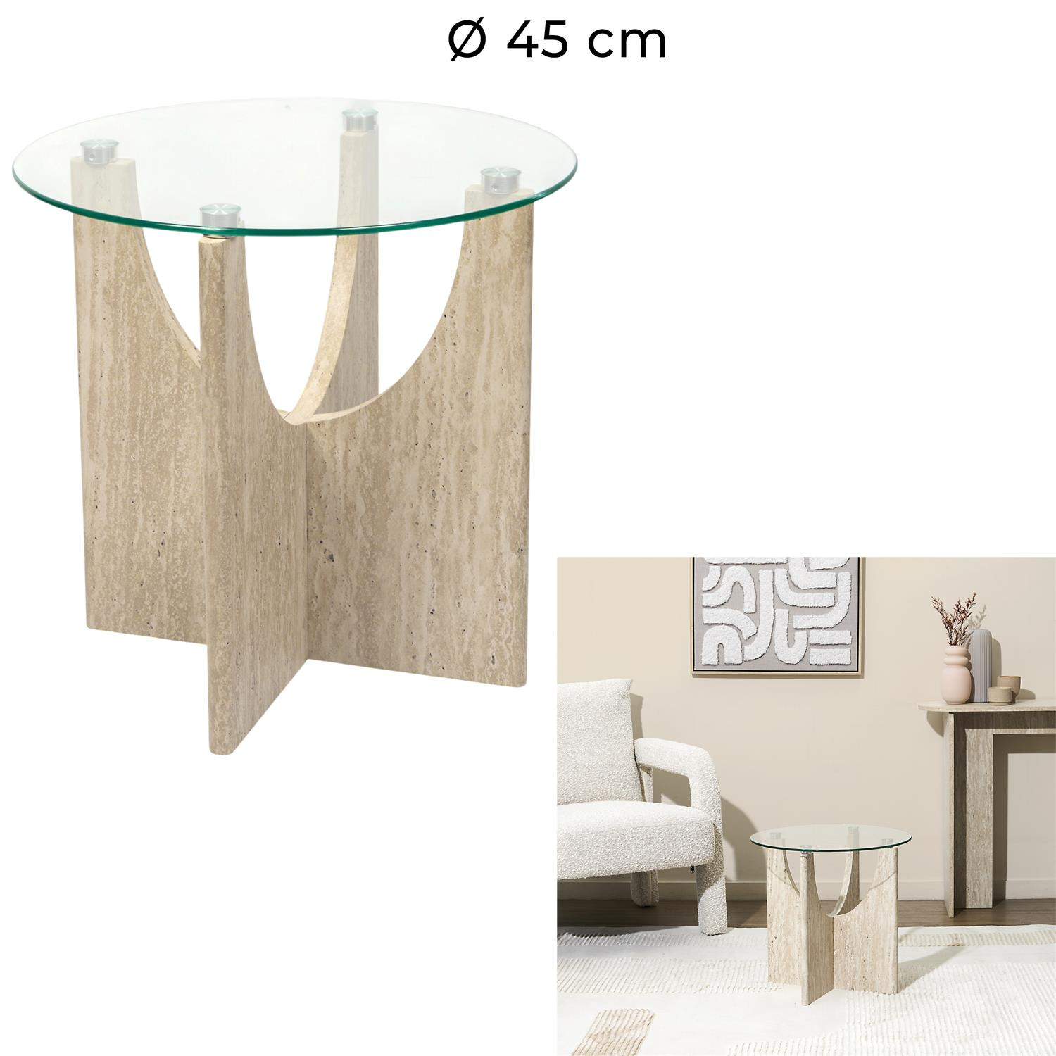 Stolik kawowy Yelo 45cm trawertyn - obrazek 7