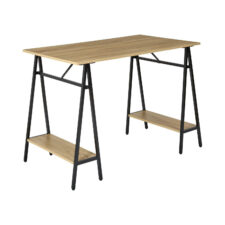 Biurko loft Archi 110x60 z półkami do pracy naturalne czarne