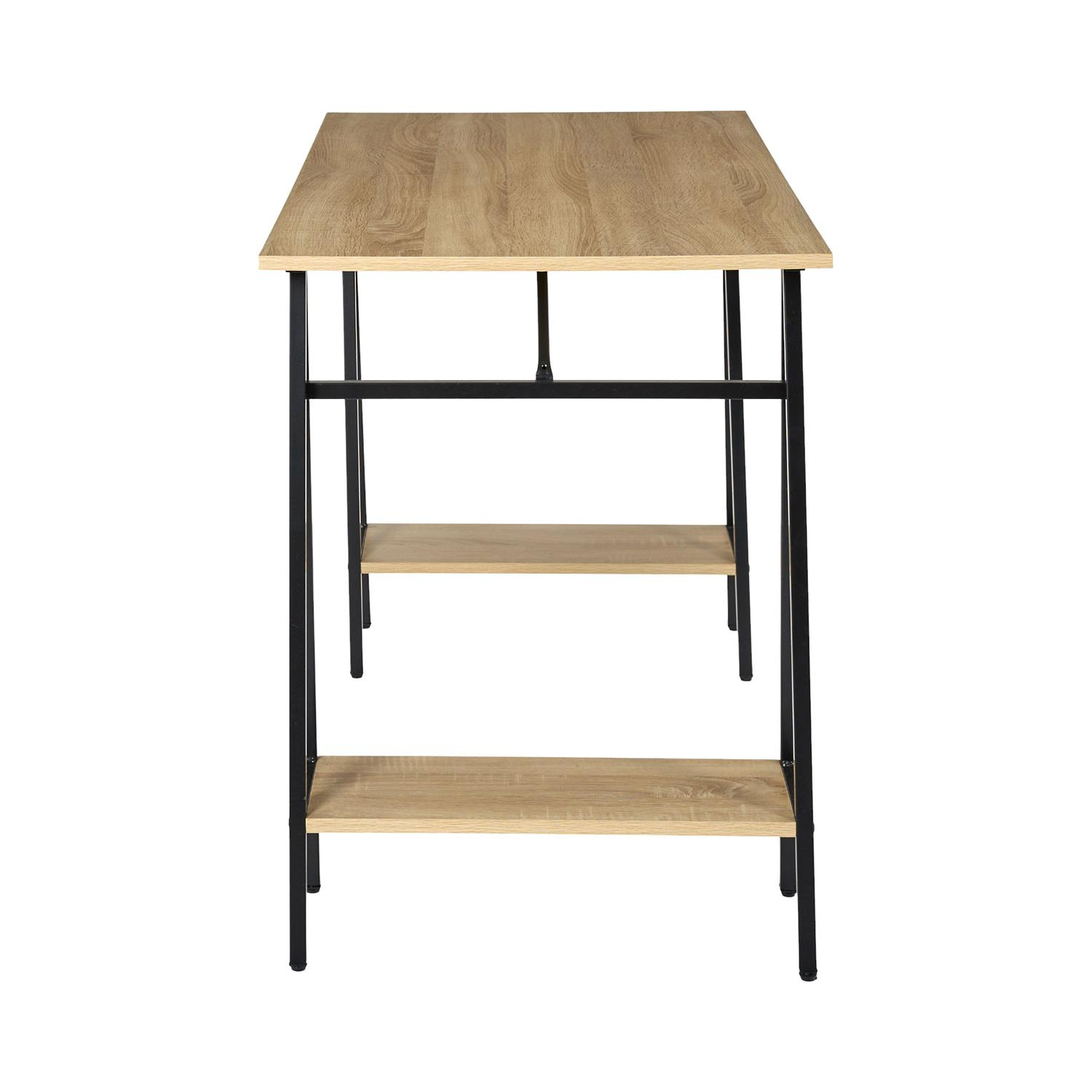 Biurko loft Archi 110x60 z półkami do pracy naturalne czarne - obrazek 6
