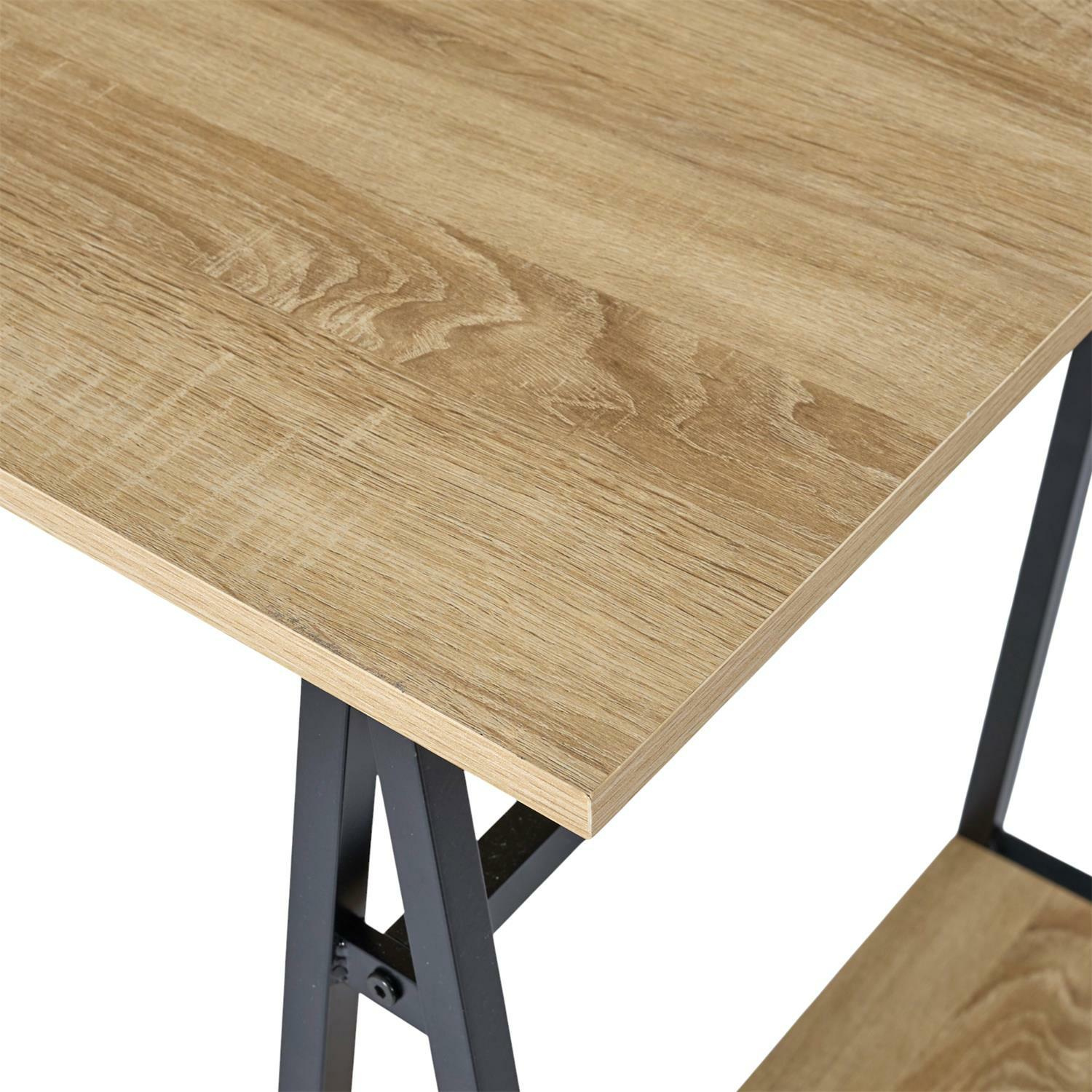 Biurko loft Archi 110x60 z półkami do pracy naturalne czarne - obrazek 7
