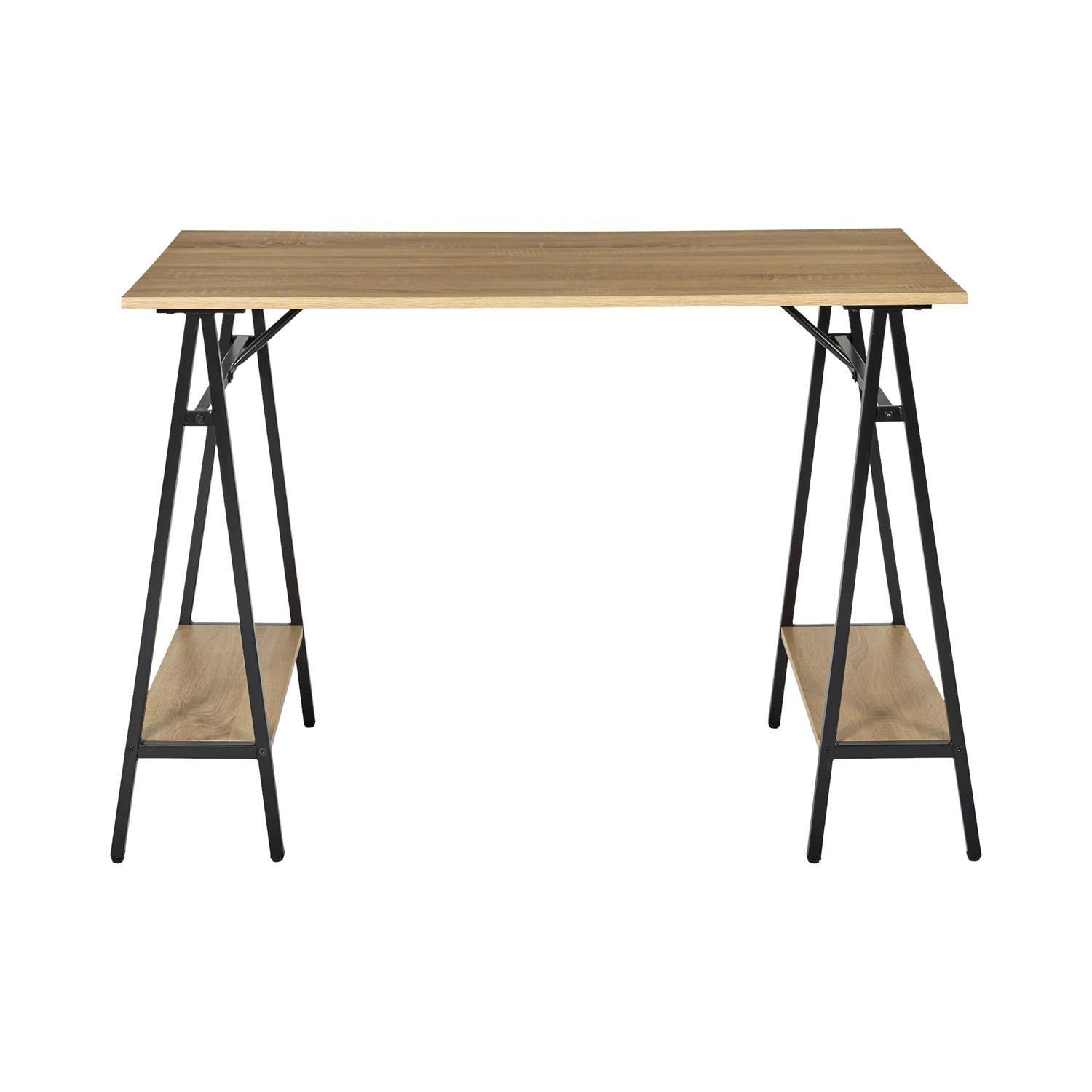 Biurko loft Archi 110x60 z półkami do pracy naturalne czarne - obrazek 8