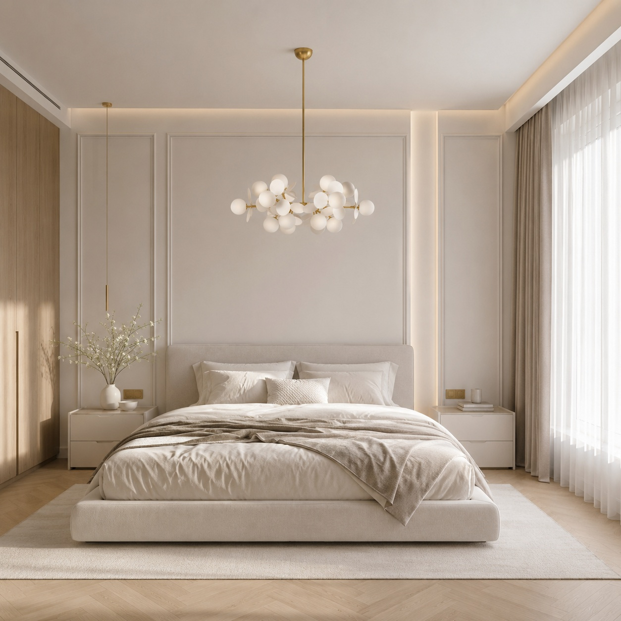 Lampa wisząca CHIC-6, biało złota 90 cm - obrazek 4