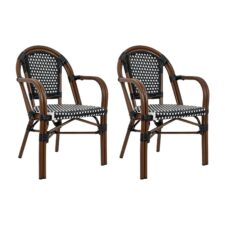 Zestaw 2 krzeseł ogrodowych CAFE PARIS ARM brązowy rattan