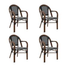 Zestaw 4 krzeseł ogrodowych CAFE PARIS ARM brązowy rattan