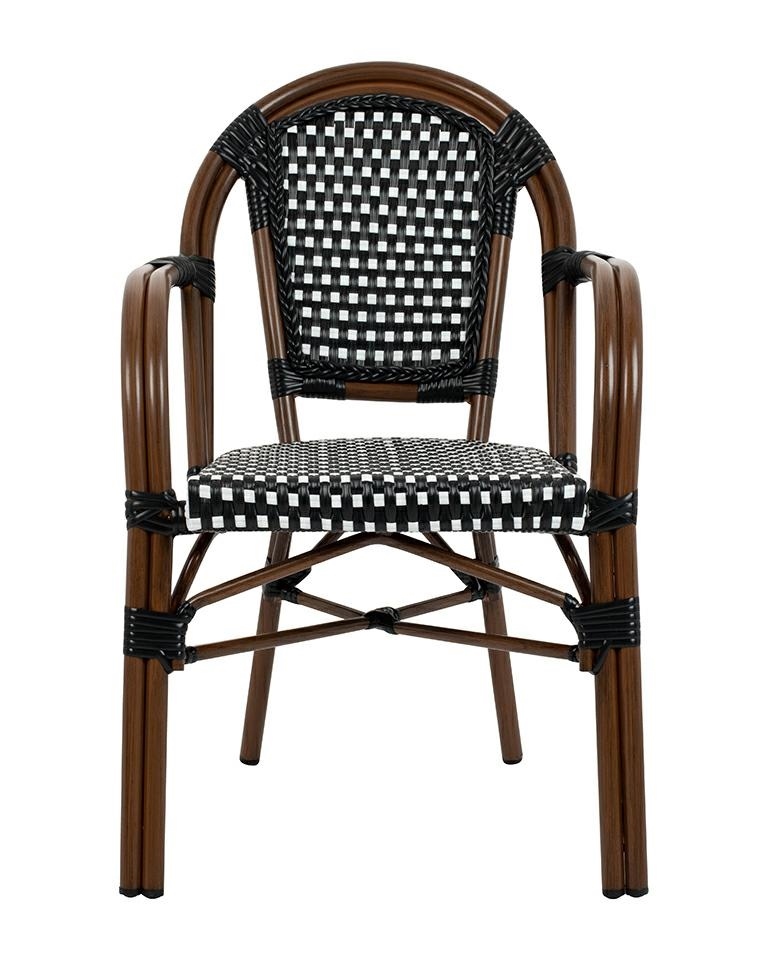Zestaw 4 krzeseł ogrodowych CAFE PARIS ARM brązowy rattan - obrazek 5