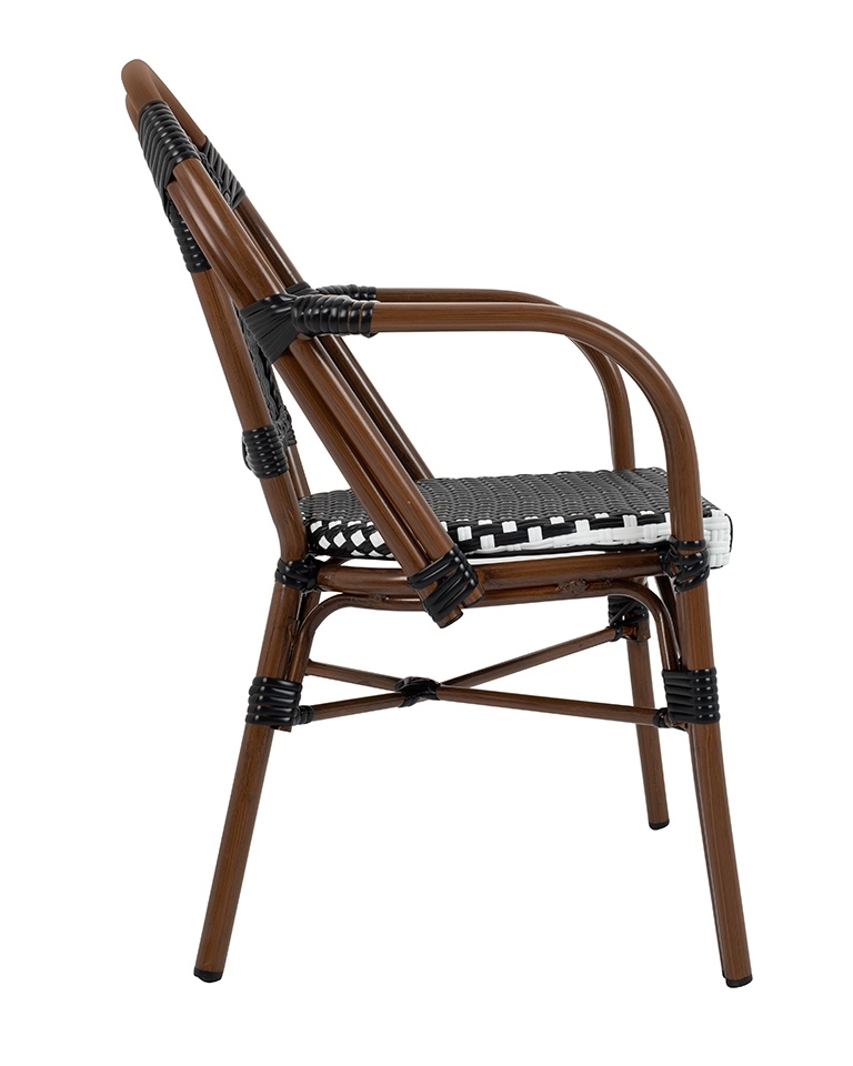 Zestaw 6 krzeseł ogrodowych CAFE PARIS ARM brązowy rattan - obrazek 3