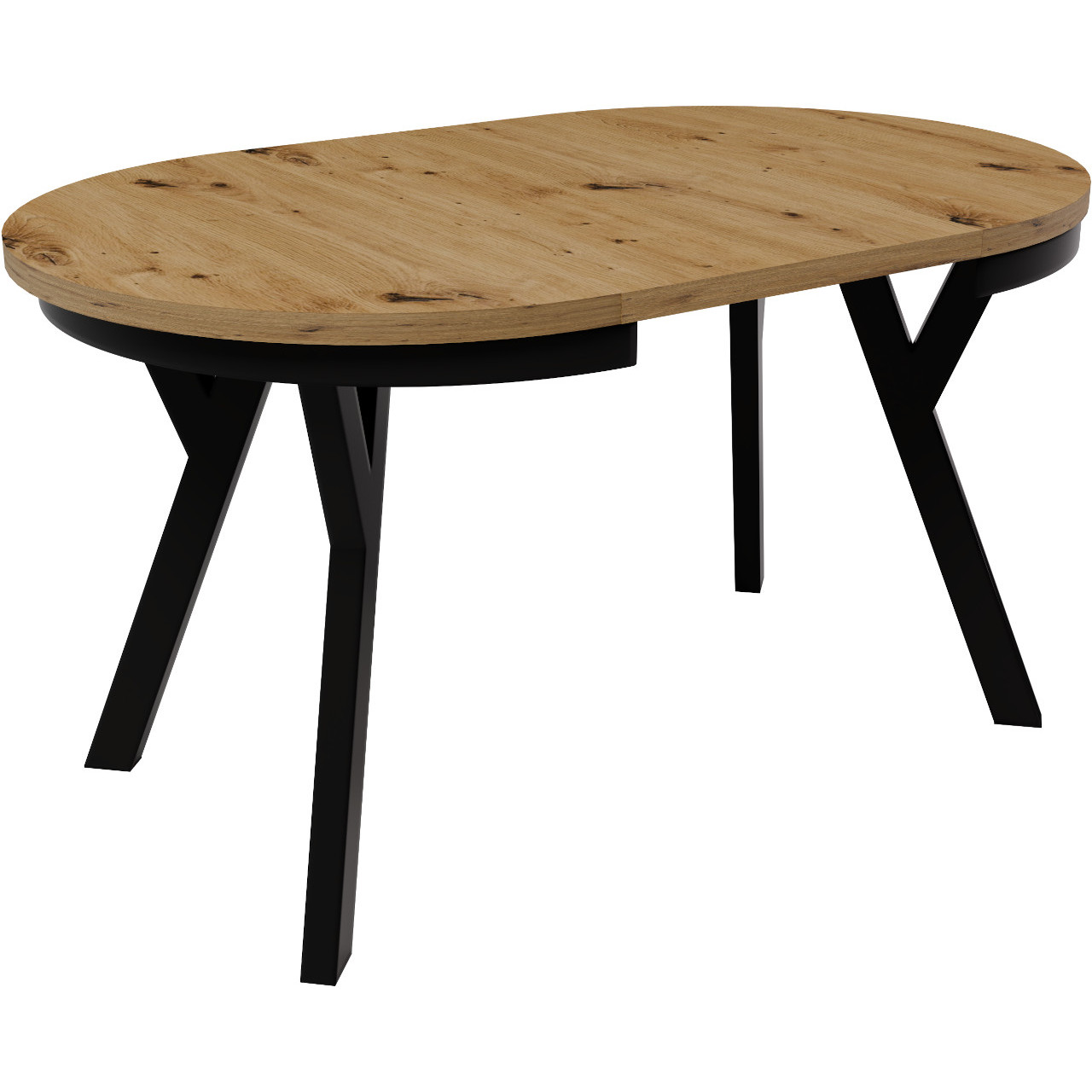 Stół okrągły HAX 90cm rozkładany do 190cm dąb artisan i czarne nogi - obrazek 3