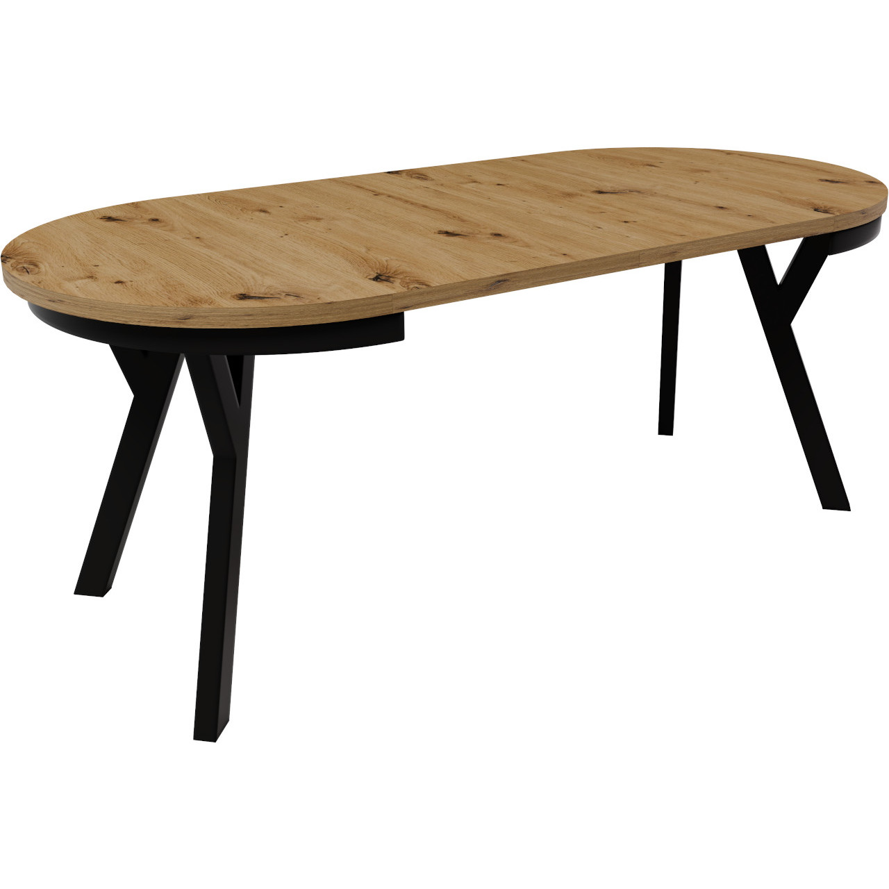 Stół okrągły HAX 90cm rozkładany do 190cm dąb artisan i czarne nogi - obrazek 4