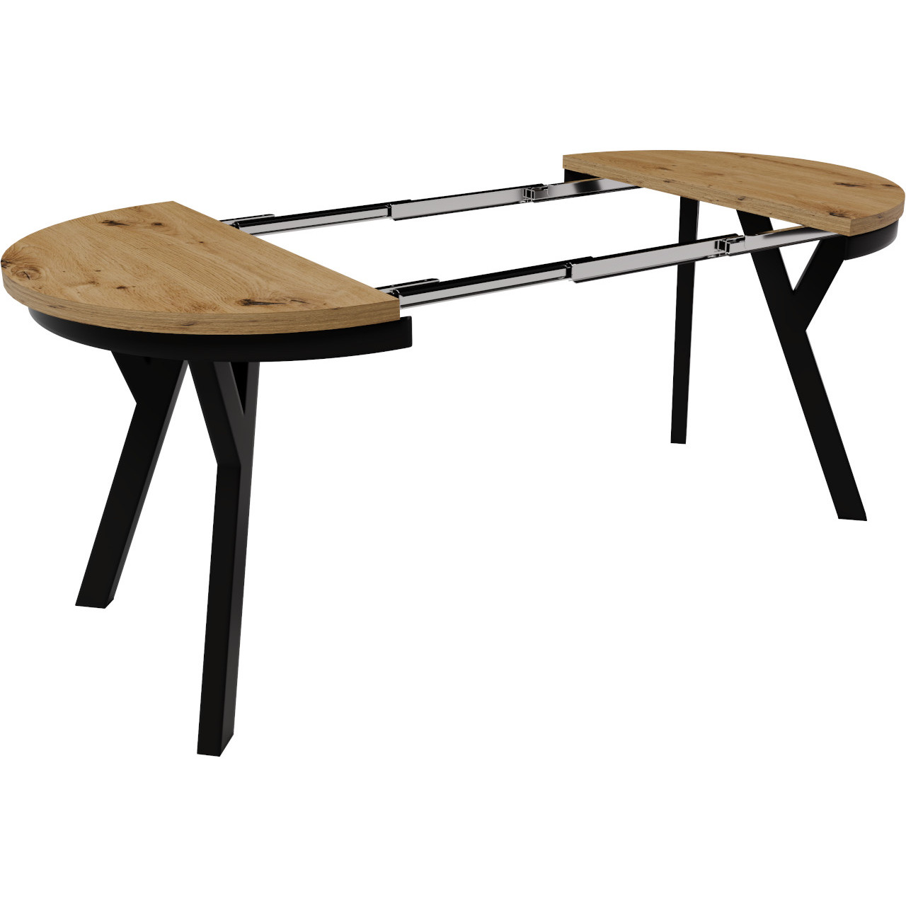 Stół okrągły HAX 90cm rozkładany do 190cm dąb artisan i czarne nogi - obrazek 5