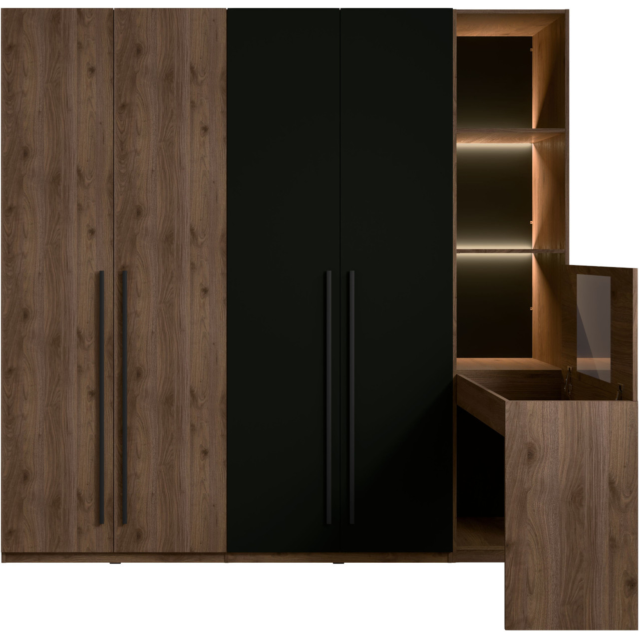 Zestaw mebli MARGHERA 1 z oświetleniem orzech elegant / czarny onyx - obrazek 3