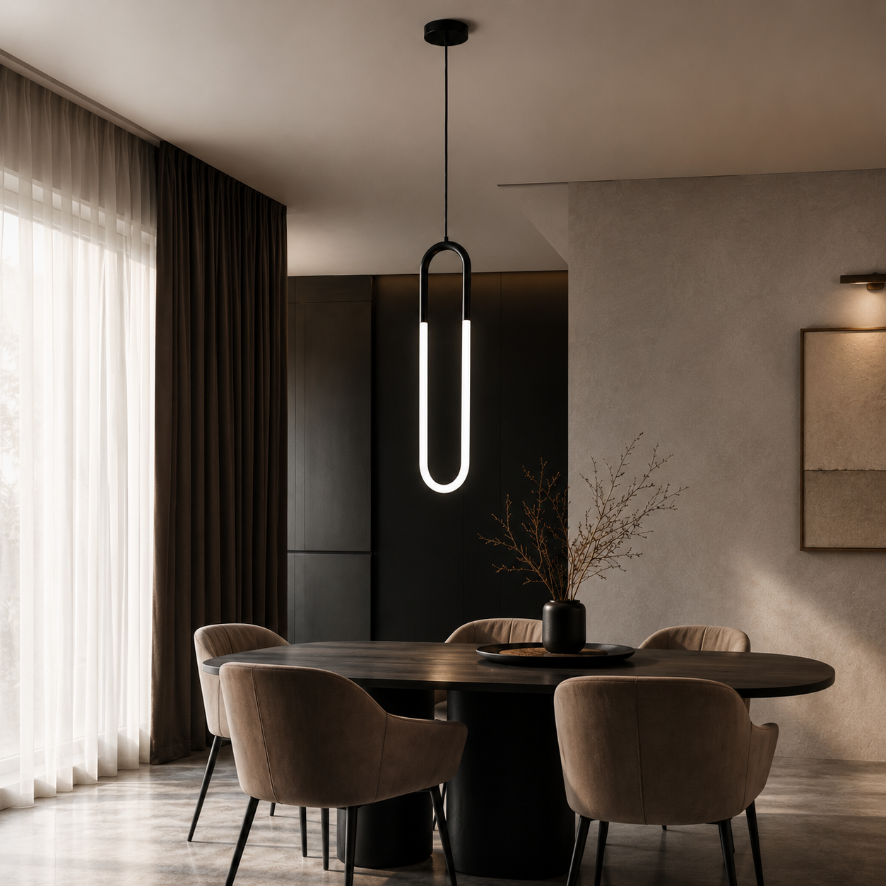 Lampa wisząca U-SHAPE pionowa czarna 60 cm - obrazek 3