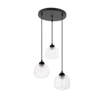VALERIA lampa wisząca czarny talerz 3x40W E27 klosz bezbarwny