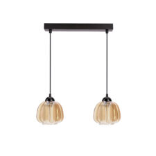 VALERIA lampa wisząca czarny 2x40W E27 klosz bursztynowy