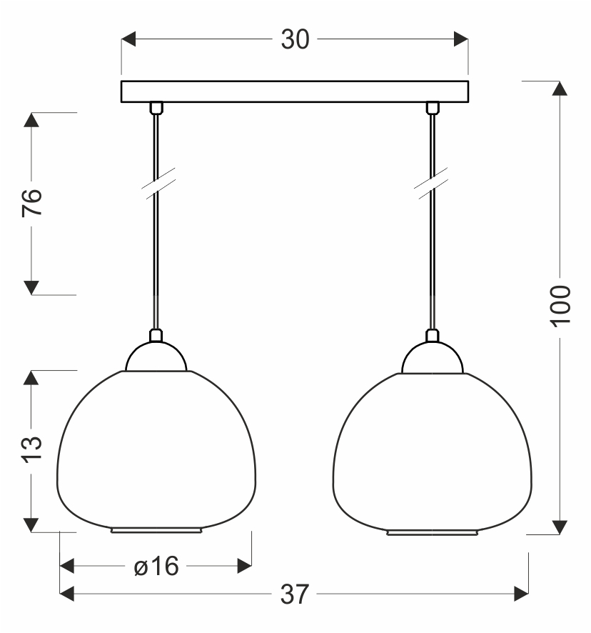 VALERIA lampa wisząca czarny 2x40W E27 klosz bezbarwny - obrazek 3