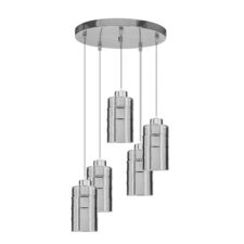 METZ lampa wisząca talerz chromowy 5x40W E27 klosz dymiony lustrzany