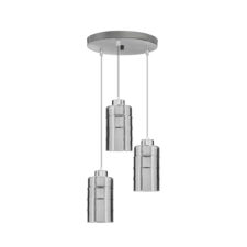 METZ lampa wisząca talerz chromowy 3x40W E27 klosz dymiony lustrzany