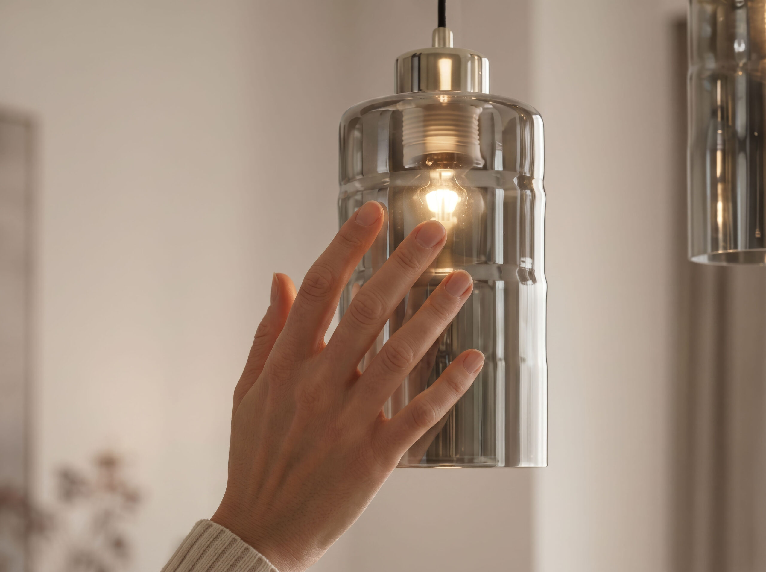 METZ lampa wisząca talerz chromowy 3x40W E27 klosz dymiony lustrzany - obrazek 5