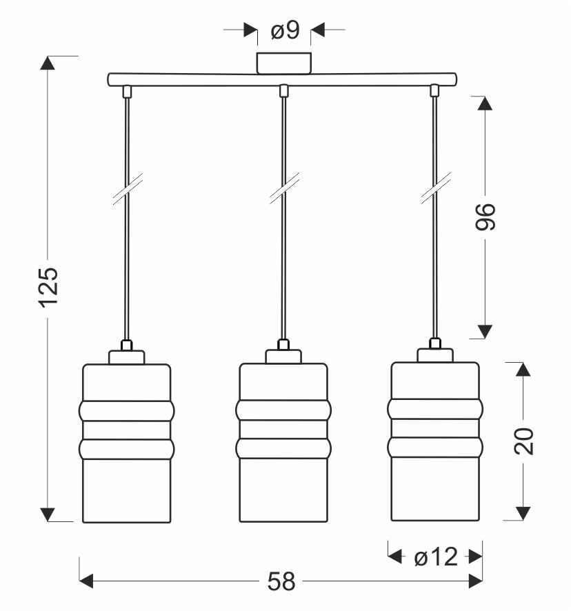 METZ lampa wisząca chromowy 3x40W E27 klosz dymiony lustrzany - obrazek 3