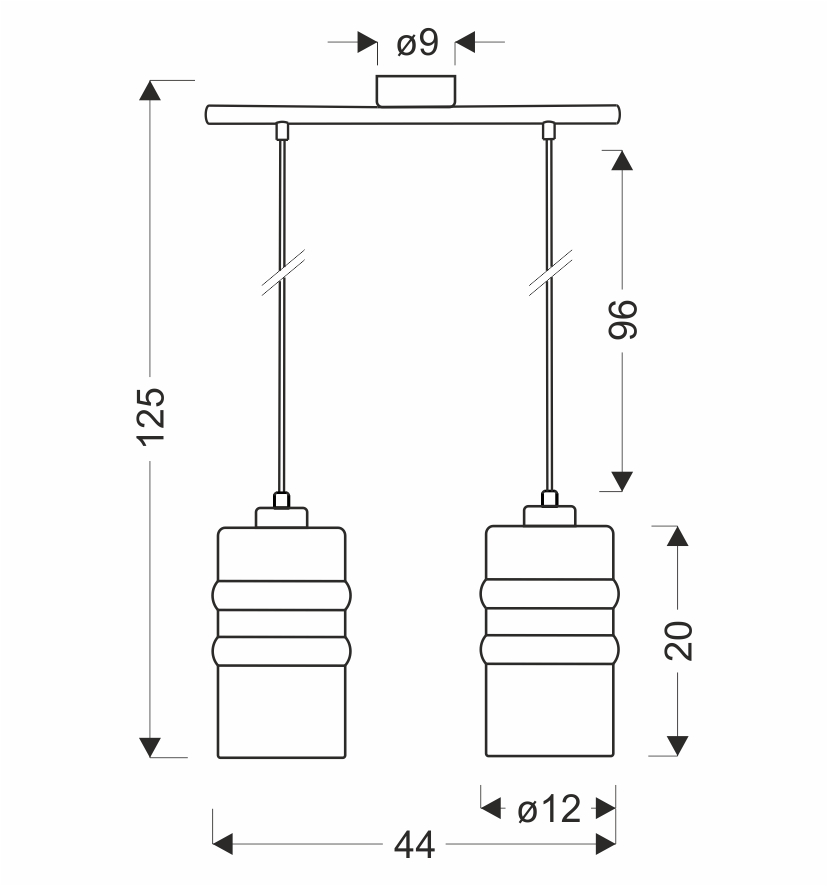 METZ lampa wisząca chromowy 2x40W E27 klosz dymiony lustrzany - obrazek 3
