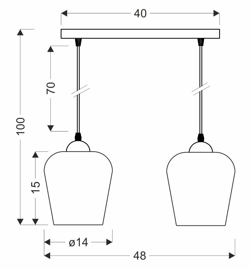 KRISTA lampa wisząca czarny 2x40W E27 klosz bezbarwny+piaskowany - obrazek 3