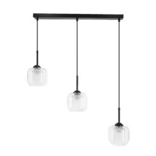ESTIMA lampa wisząca czarny 3x40W E27 klosz bezbarwny+piaskowany
