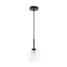 ESTIMA lampa wisząca czarny 1x40W E27 klosz bezbarwny+piaskowany